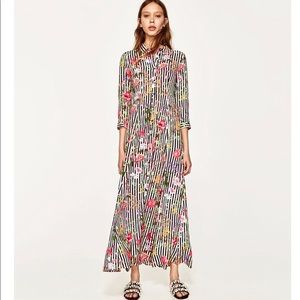 Long  Zara foral striped dress